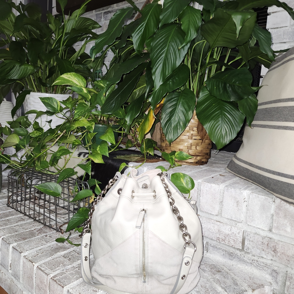 Marc Fisher Cream Leather Bucket Bag